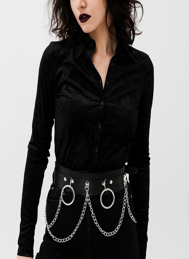 CZMZHFC Punk Gothic Chain Belt for Women, Adjustable Edgy Gothic Waiet Leather Chain Belt for Rave Festival Rock - Image 4